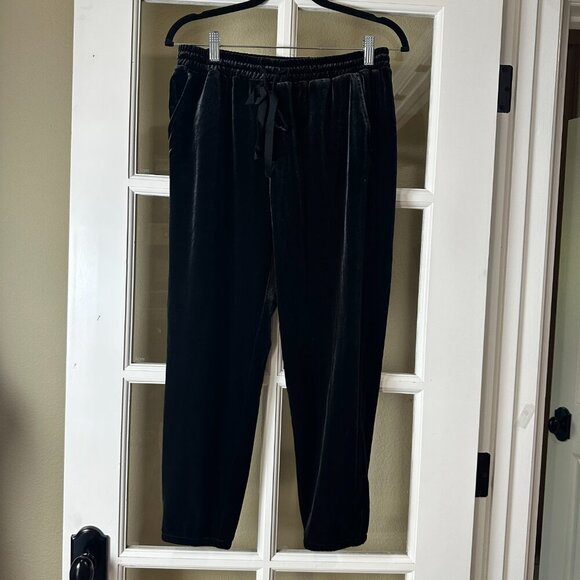 GAP Stretch Velvet Velour Track Pants Trousers Drawstring Size Small Black - Picture 2 of 10